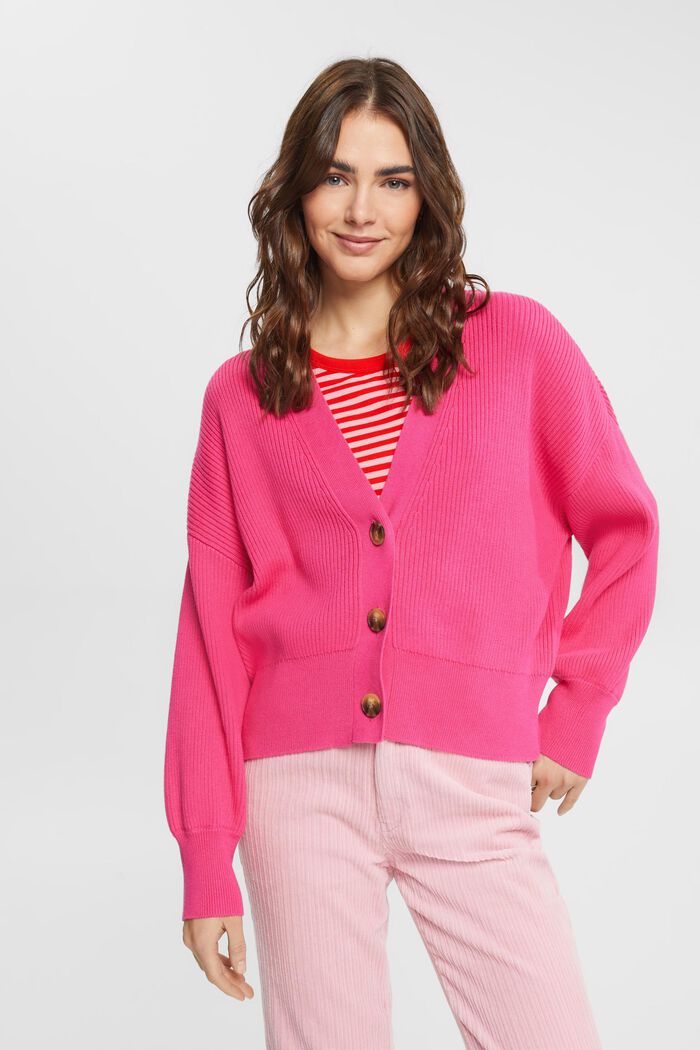 Knitted Cardigan, PINK FUCHSIA, detail image number 0