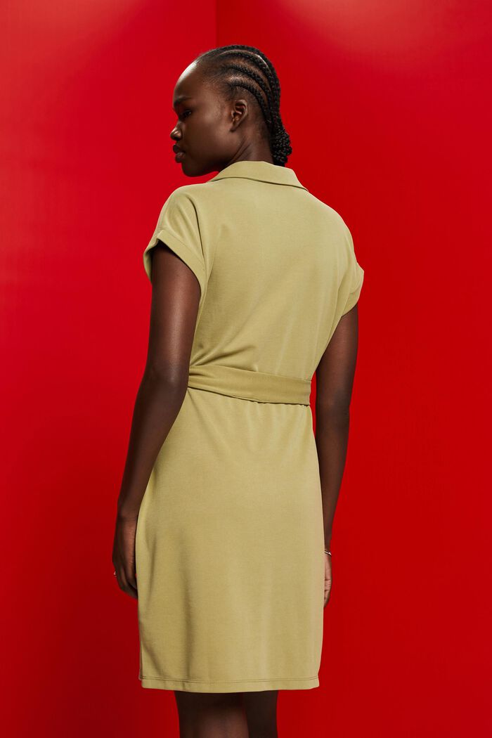Knitted dress with a tie belt, TENCEL™, PISTACHIO GREEN, detail image number 3