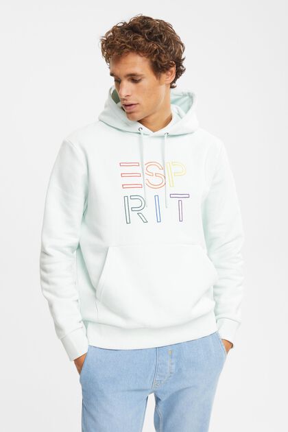 Made of recycled material: hoodie with logo embroidery, PASTEL BLUE, overview
