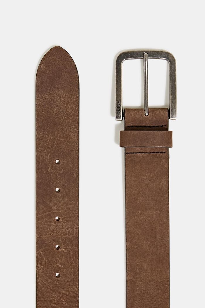 Nubuck leather belt, DARK BROWN, detail image number 1
