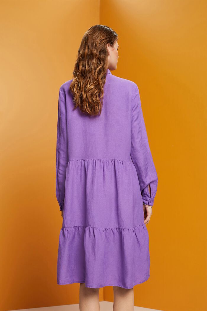 Linen blend mini shirt dress, PURPLE, detail image number 3