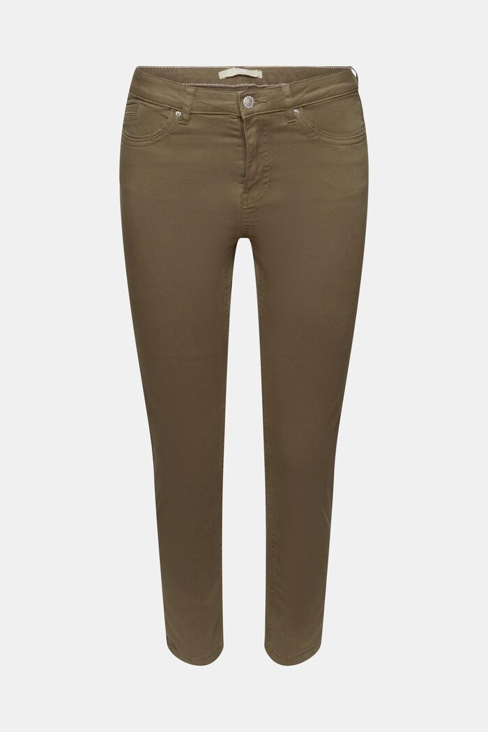 Mid-rise cropped leg stretch trousers, KHAKI GREEN, detail image number 7