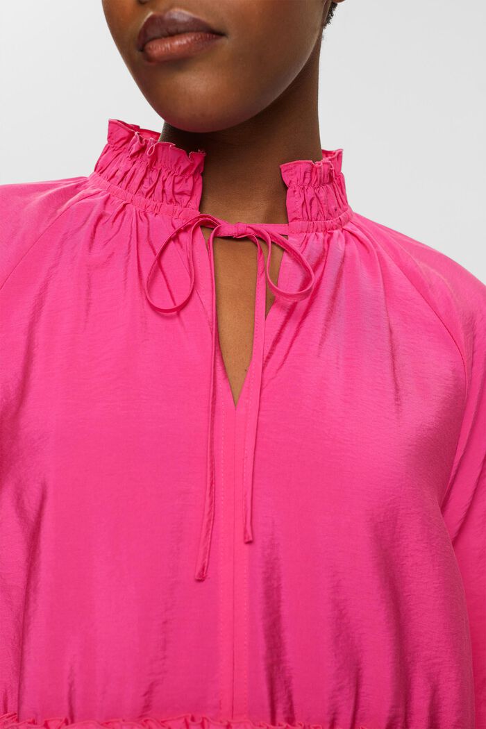 Ruffle blouse with tie detail, PINK FUCHSIA, detail image number 2