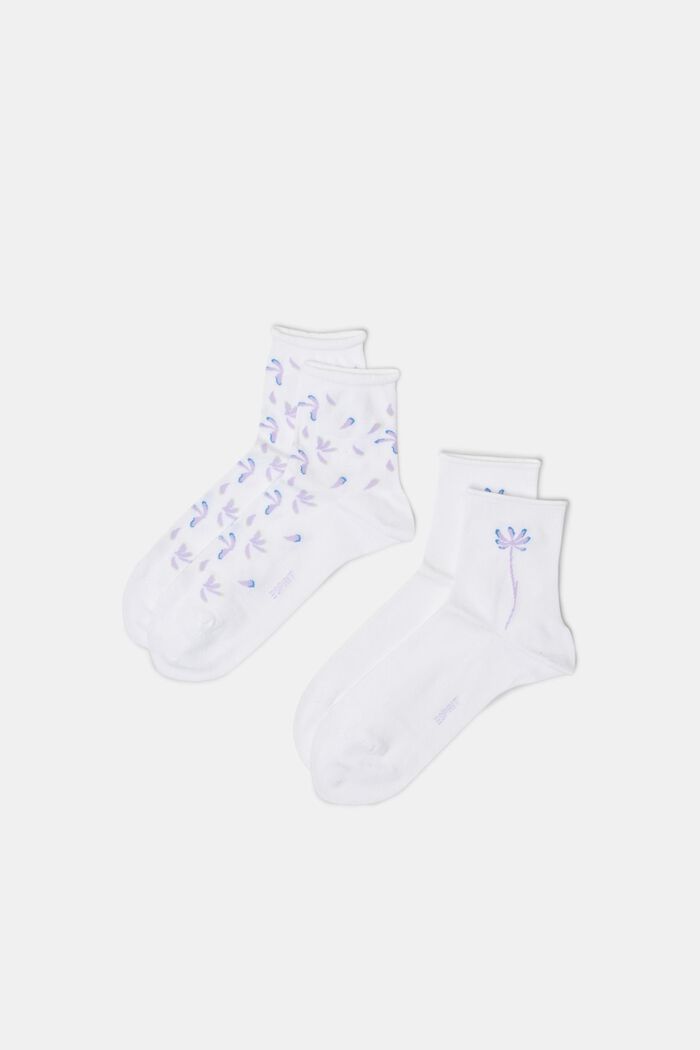 2-Pack Printed Knit Socks, WHITE, detail image number 0