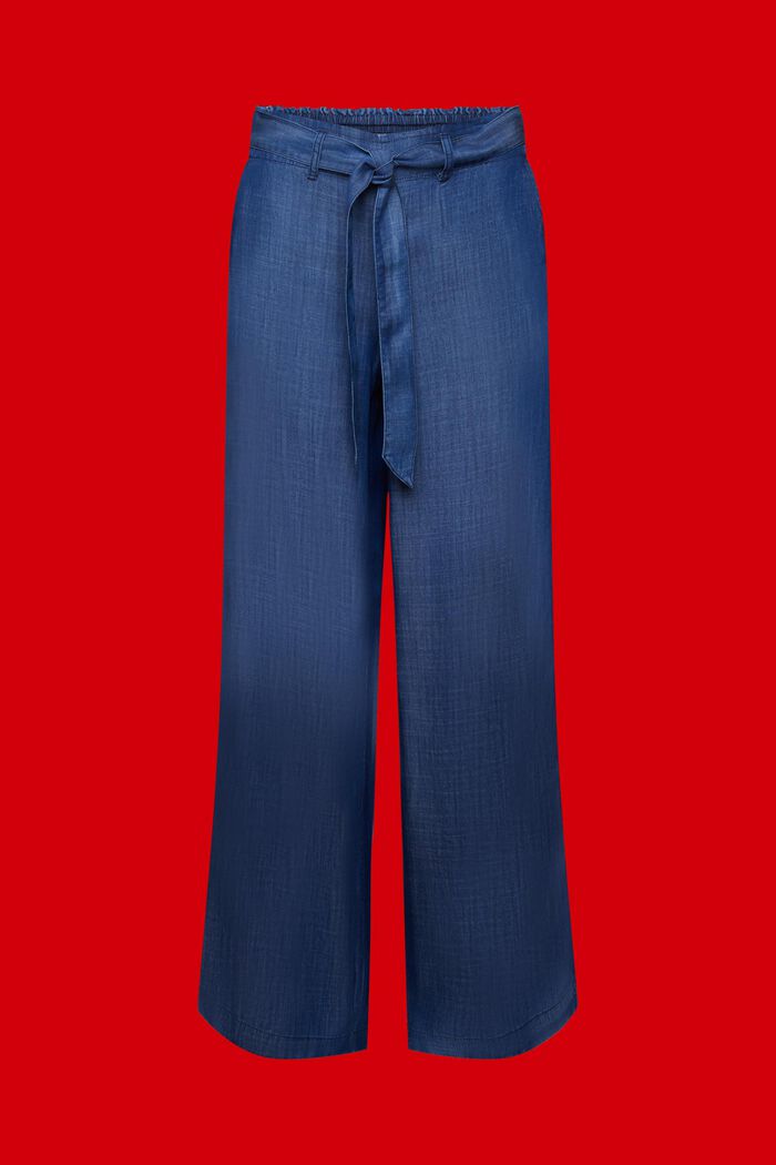 Tie Waist Wide Leg Pants, BLUE MEDIUM WASHED, detail image number 7