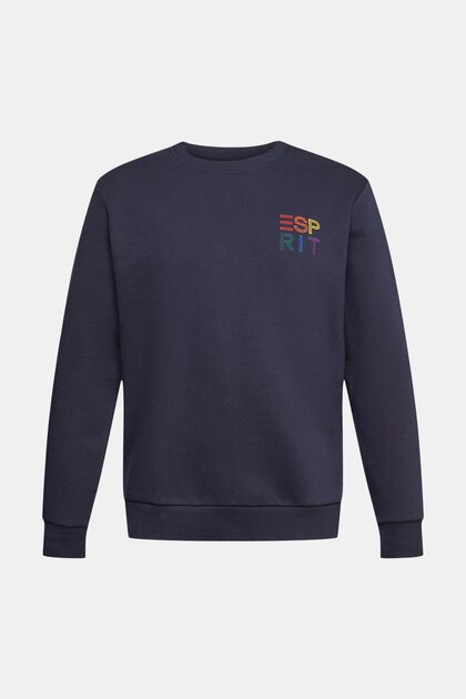 Sweatshirt with a colourful embroidered logo, NAVY, overview