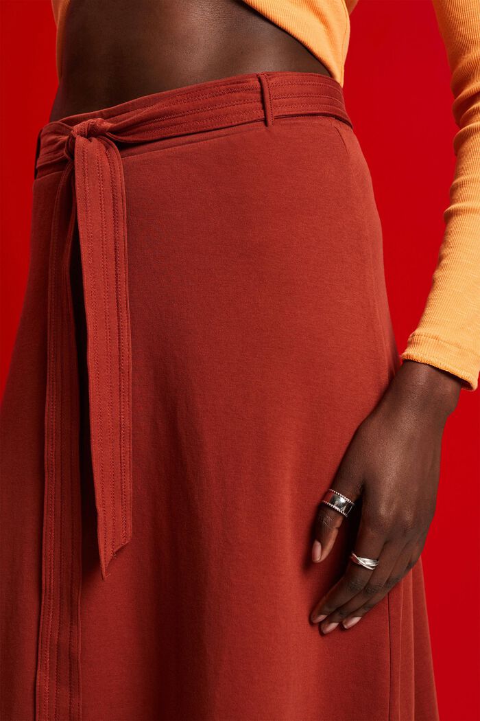 Jersey skirt with a belt, TERRACOTTA, detail image number 2