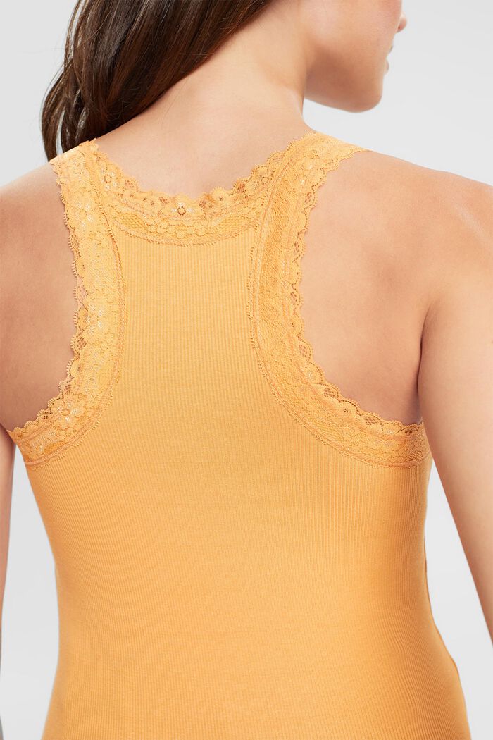 Sleeveless top with lace trim, PEACH, detail image number 0