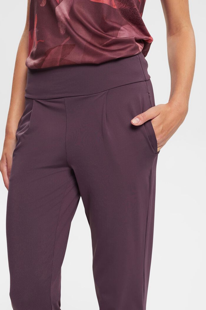 Cropped jersey joggers E-DRY, AUBERGINE, detail image number 0