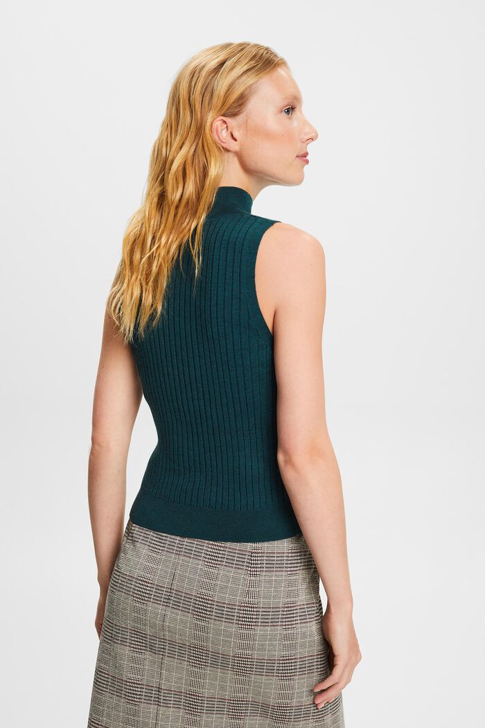 Super Fine Merino Wool Sleeveless Sweater, EMERALD GREEN, detail image number 4