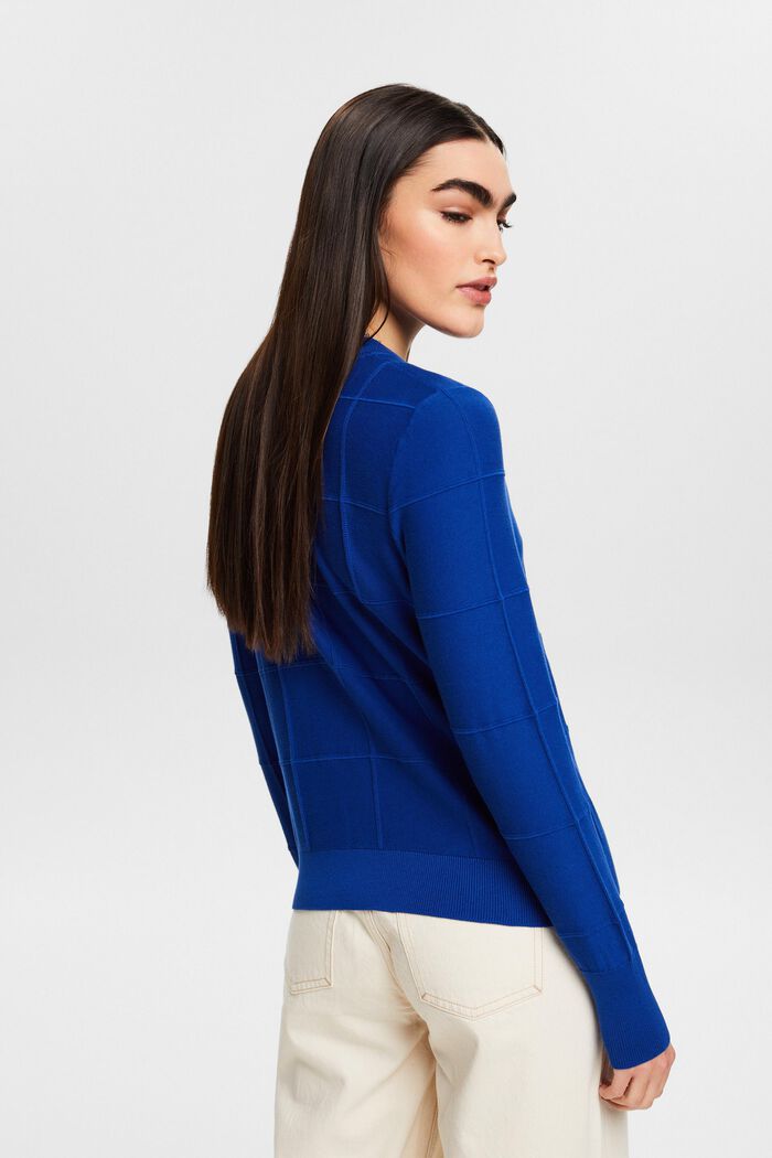 Textured Tonal Grid Sweater, BRIGHT BLUE, detail image number 2