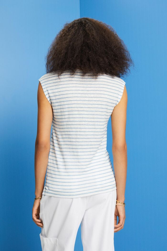 Striped Linen T-Shirt, LIGHT BLUE LAVENDER, detail image number 3