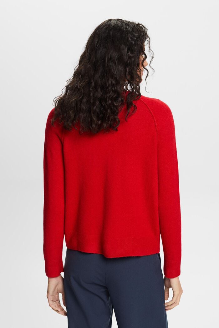 Buttoned V-neck cardigan, wool blend, DARK RED, detail image number 3