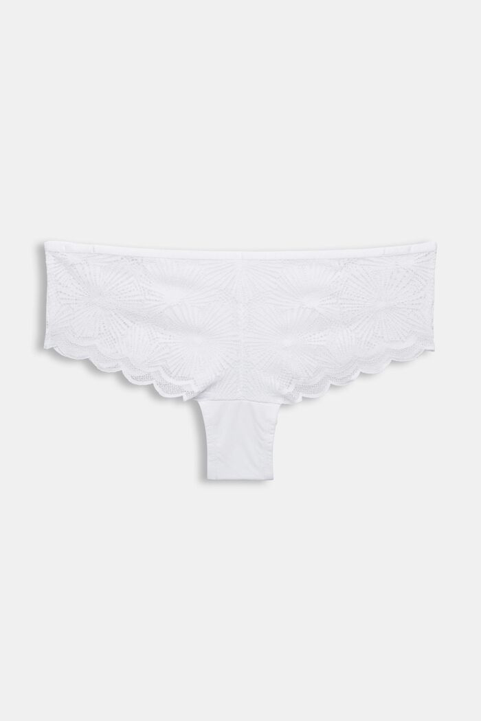 Made of recycled material: Brazilian shorts with lace, WHITE, overview