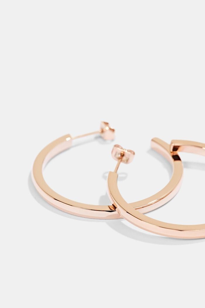 Rose gold hoop earrings in stainless steel