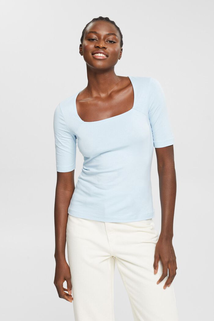 Top with square neckline, PASTEL BLUE, detail image number 0