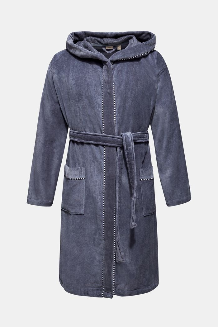Suede bathrobe made of 100% cotton, GREY STEEL, detail image number 0