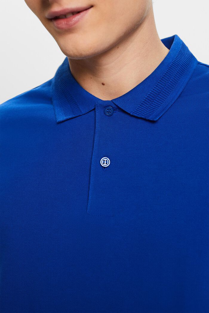 Cotton Pique Polo Shirt, BRIGHT BLUE, detail image number 2