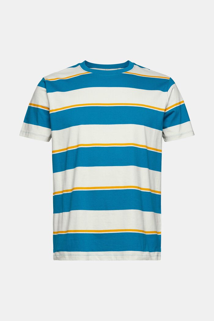 Striped jersey T-shirt, TEAL BLUE, overview