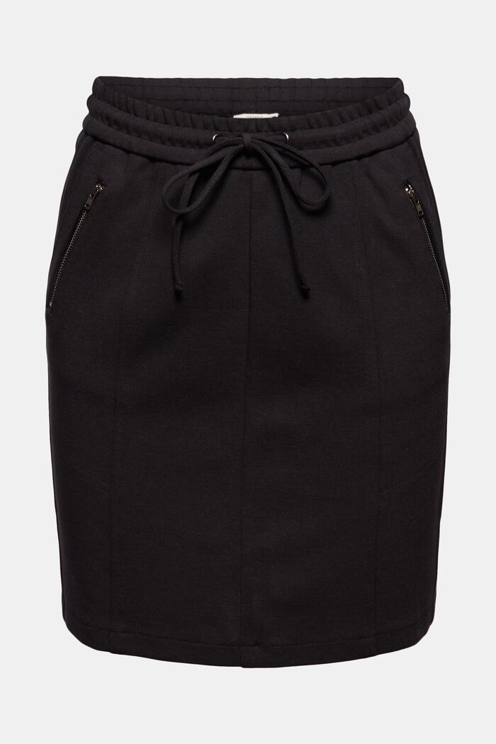 Jersey skirt with elasticated waistband and zips