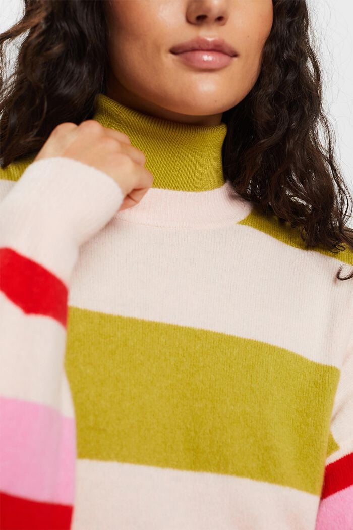 Striped Wool-Blend Sweater, LIGHT PINK, detail image number 5