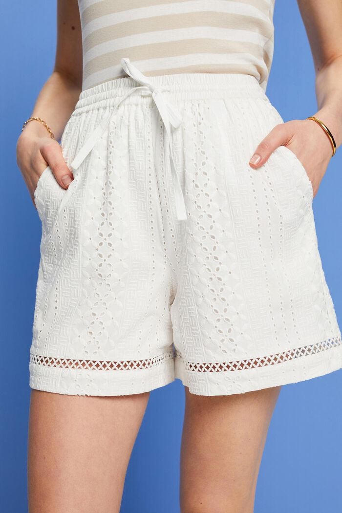 Embroidered shorts, LENZING™ ECOVERO™, WHITE, detail image number 2