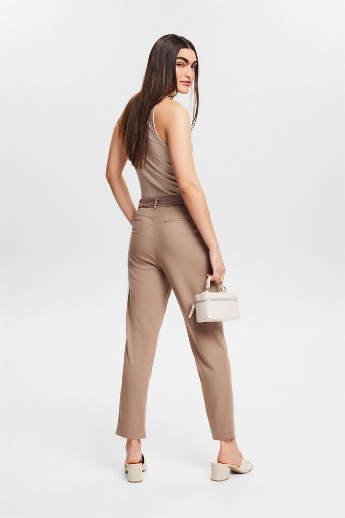 Chinos with a high-rise waistband and a belt, TAUPE, detail image number 2
