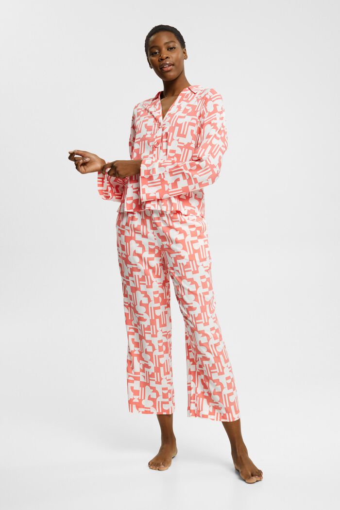 LENZING™ ECOVERO™ viscose printed pyjamas, CORAL, detail image number 1