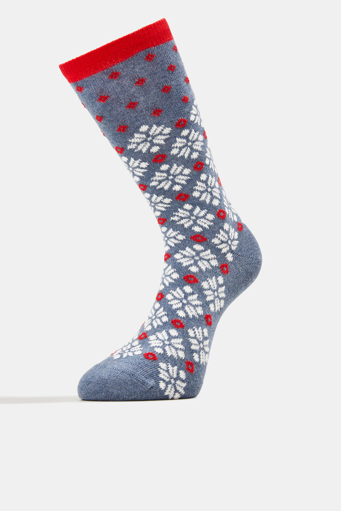 3-Pack Chunky Norwegian Knit Socks, BLUE, detail image number 1