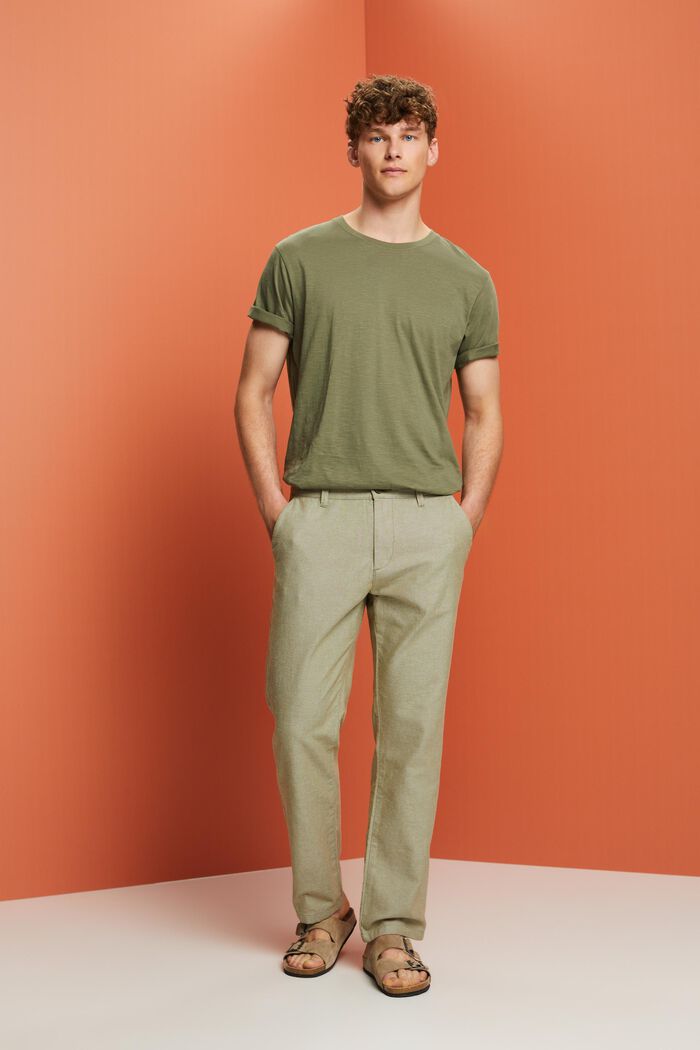 Structured chino trousers, 100% cotton, OLIVE, detail image number 5