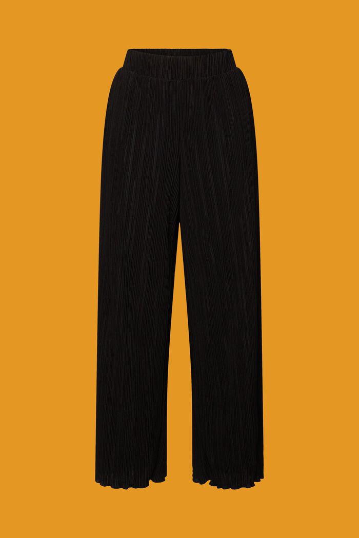 Soft jersey trousers with plissé pleats, BLACK, detail image number 6