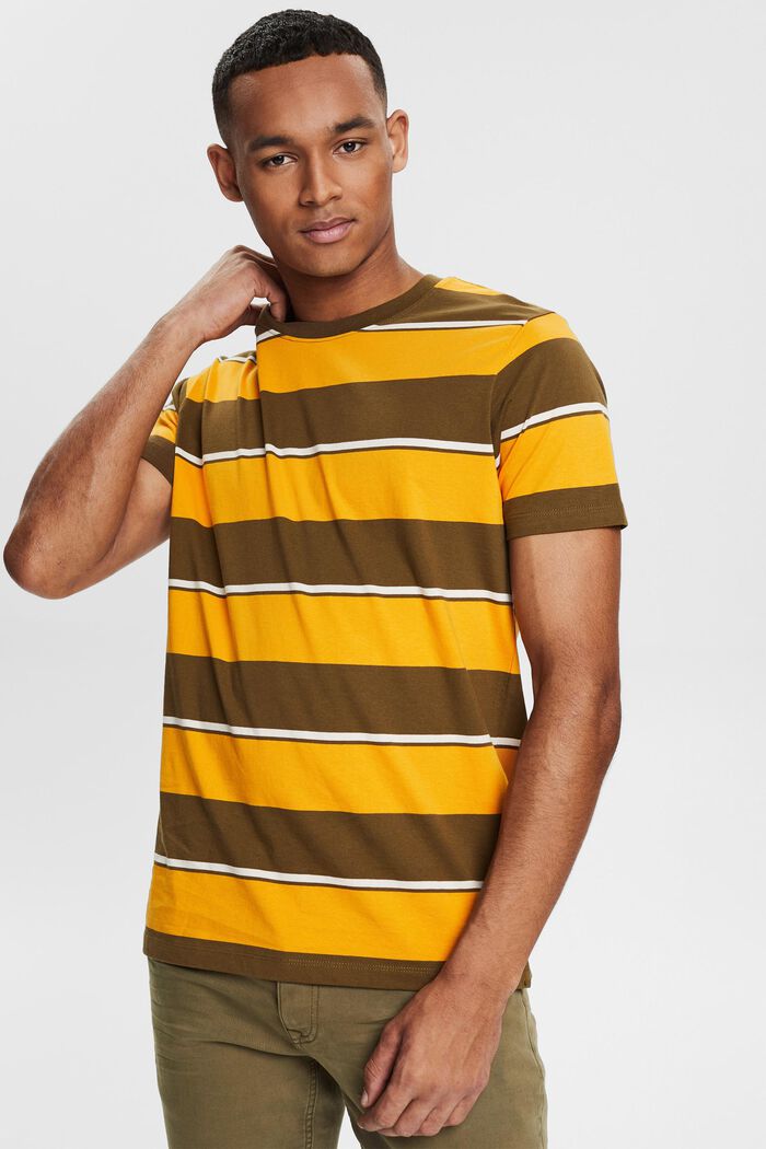 Striped jersey T-shirt, DARK KHAKI, detail image number 0