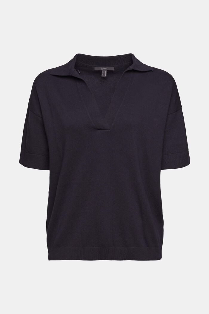 Short sleeve jumper with polo shirt collar, NAVY, detail image number 2