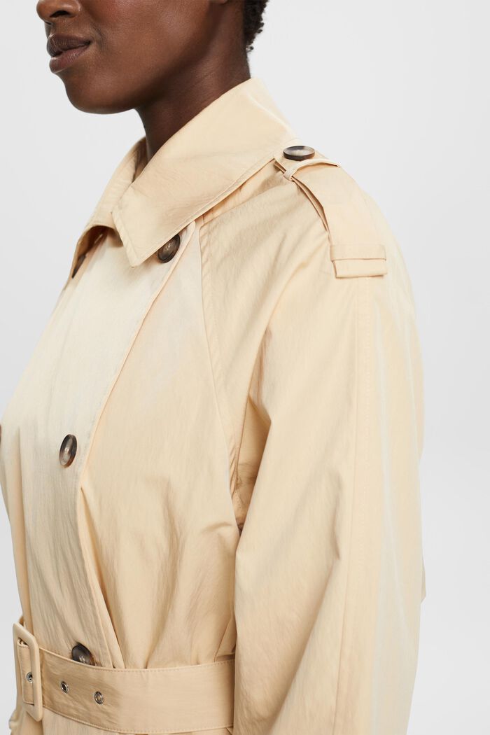 Belted Double-Breasted Trench Coat, SAND, detail image number 4