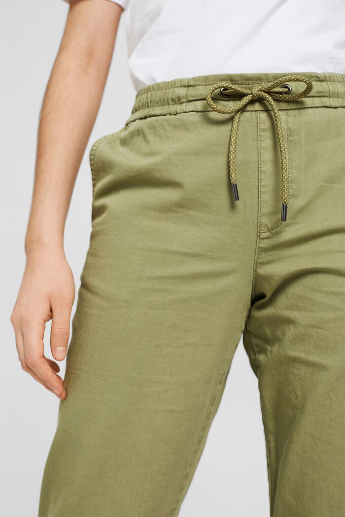 Trousers with a drawstring waistband made of pima cotton, LIGHT KHAKI, detail image number 2
