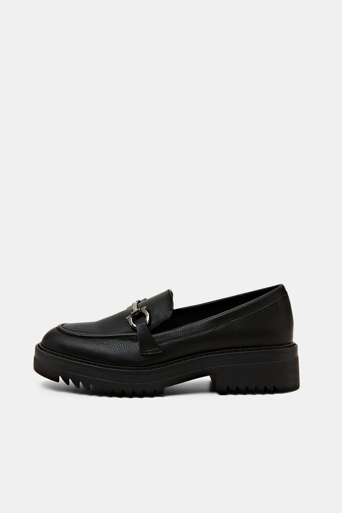 Vegan Leather Platform Loafers, BLACK, detail image number 0