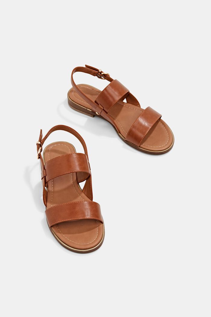 Sandals with wide straps, CARAMEL, detail image number 6