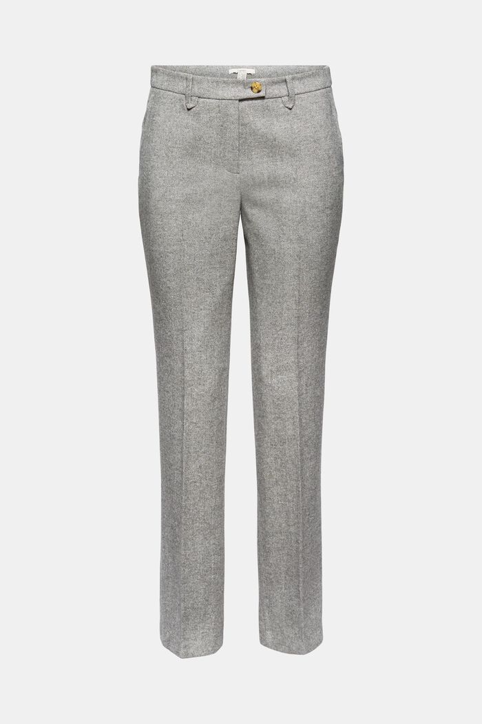 Wool blend: Trousers with a herringbone pattern, ANTHRACITE, detail image number 2