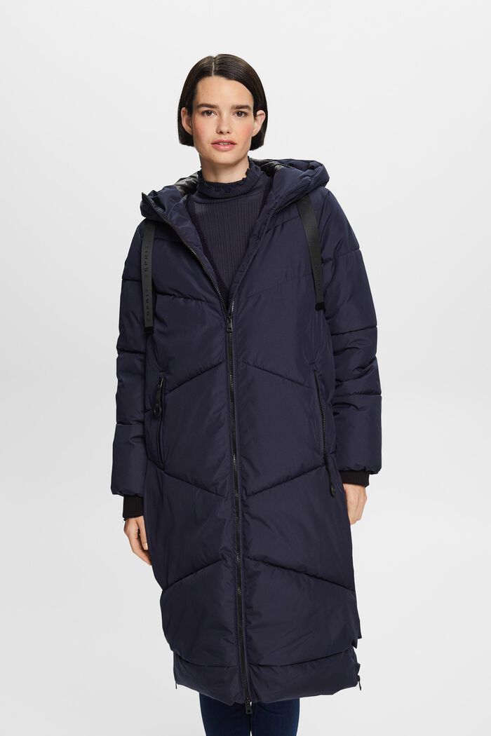 Hooded Quilted Puffer Coat, NAVY, detail image number 0