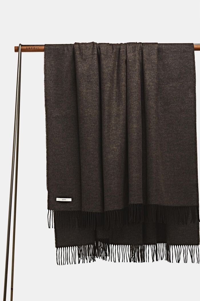Throw with fringing, BROWN, overview