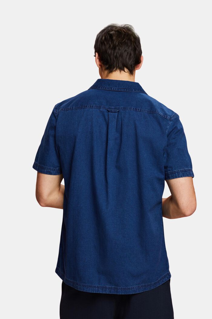 Short sleeve jeans shirt, 100% cotton, BLUE DARK WASHED, detail image number 3