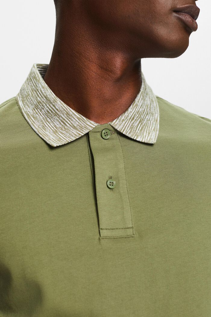 Space-Dyed Collar Polo Shirt, LIGHT KHAKI, detail image number 3