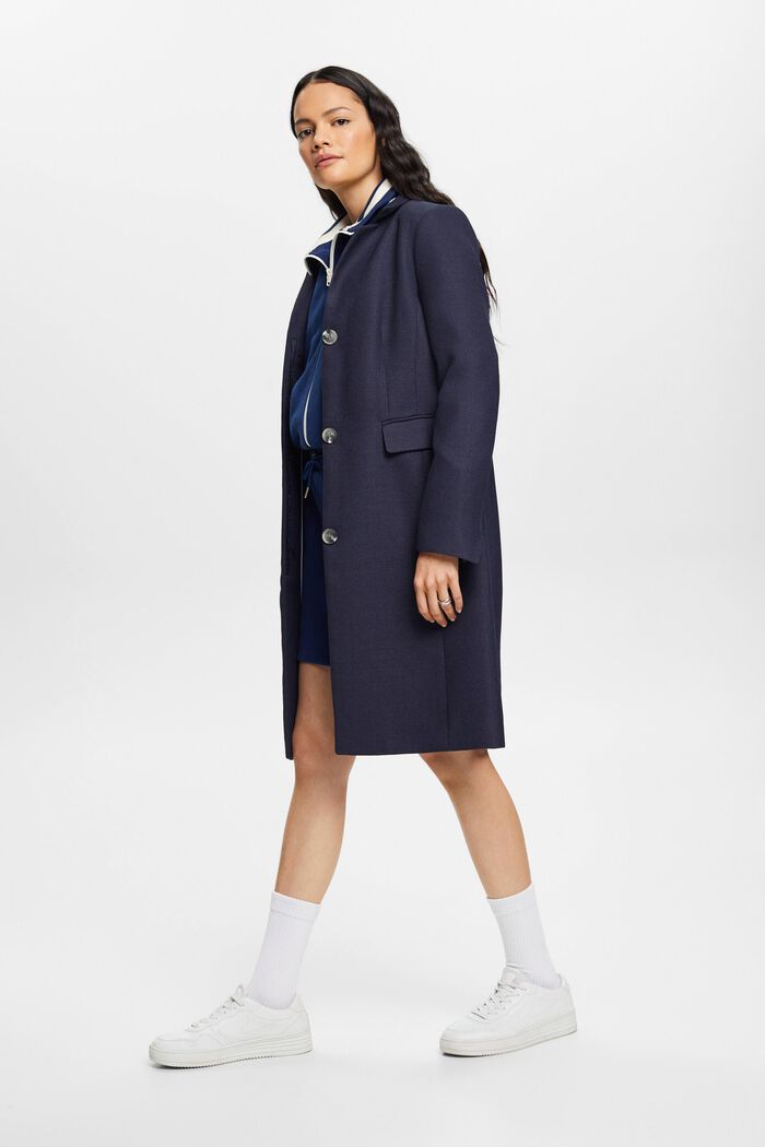 Inverted lapel collar coat, NAVY, detail image number 4
