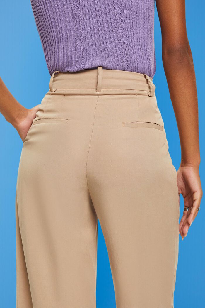 High-rise cropped wide leg trousers with linen, TAUPE, detail image number 2