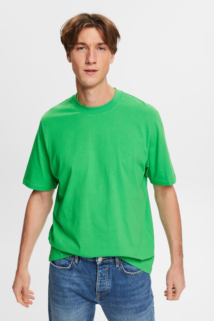 Cotton crewneck T-shirt, GREEN, detail image number 0