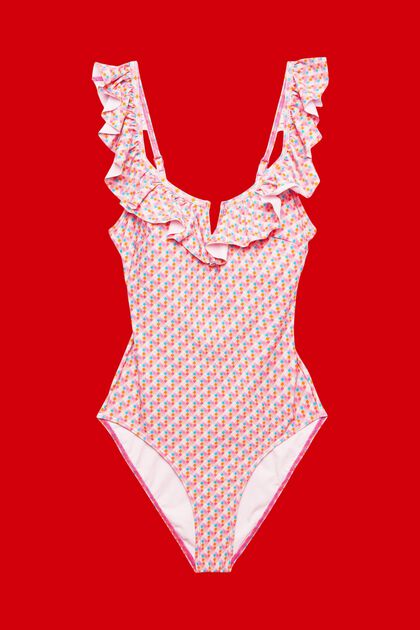 Padded swimsuit with frilly trim