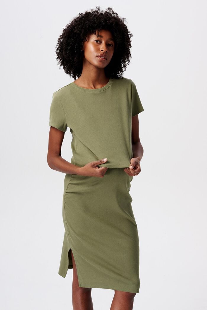 MATERNITY 2-Piece Set Top And Skirt, OLIVE GREEN, detail image number 0