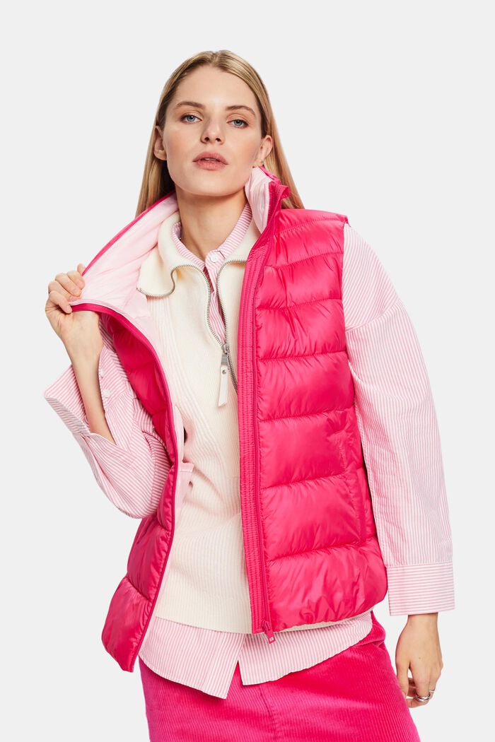 Padded Water-Repellent Vest, PINK FUCHSIA, detail image number 0