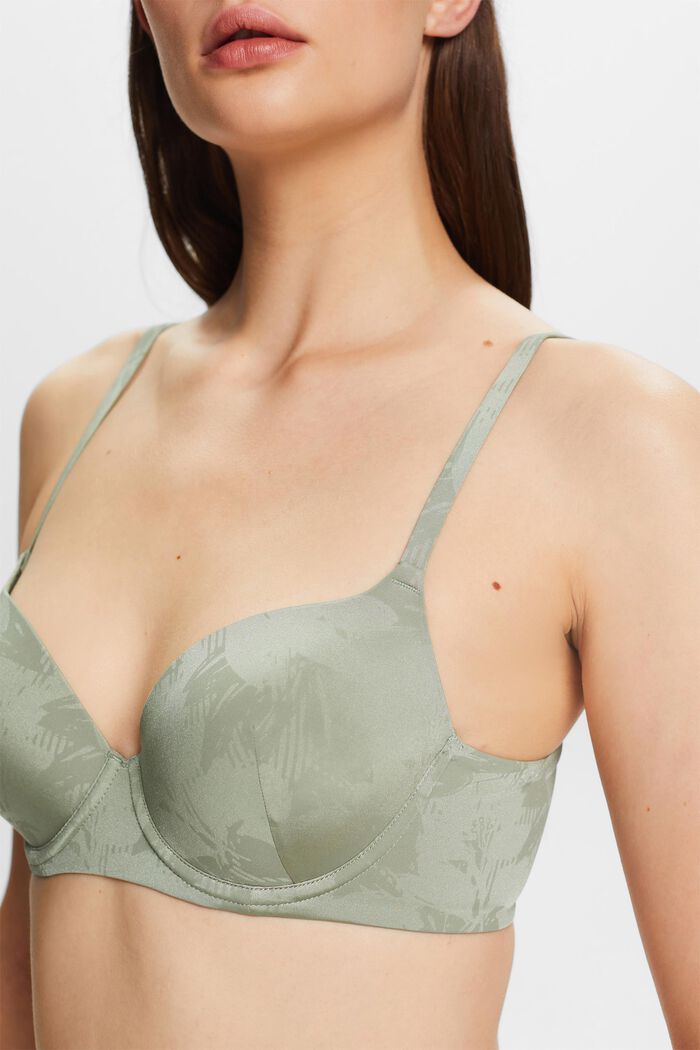 Padded Underwire Microfiber Bra, DUSTY GREEN, detail image number 1