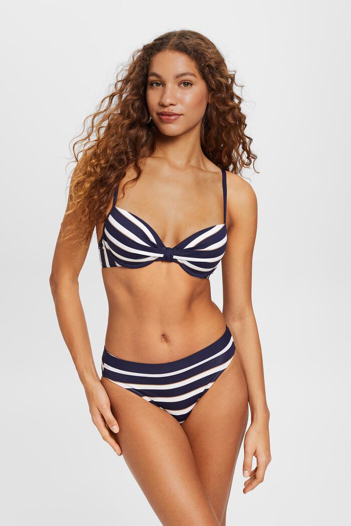 Striped mini bikini bottoms, NAVY, detail image number 0